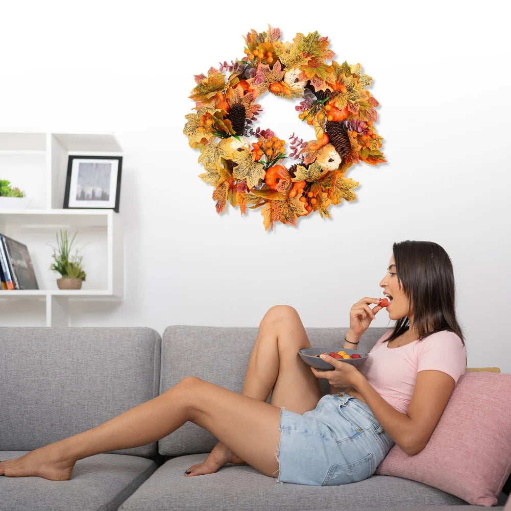 Harvest Glow Pumpkin Wreath