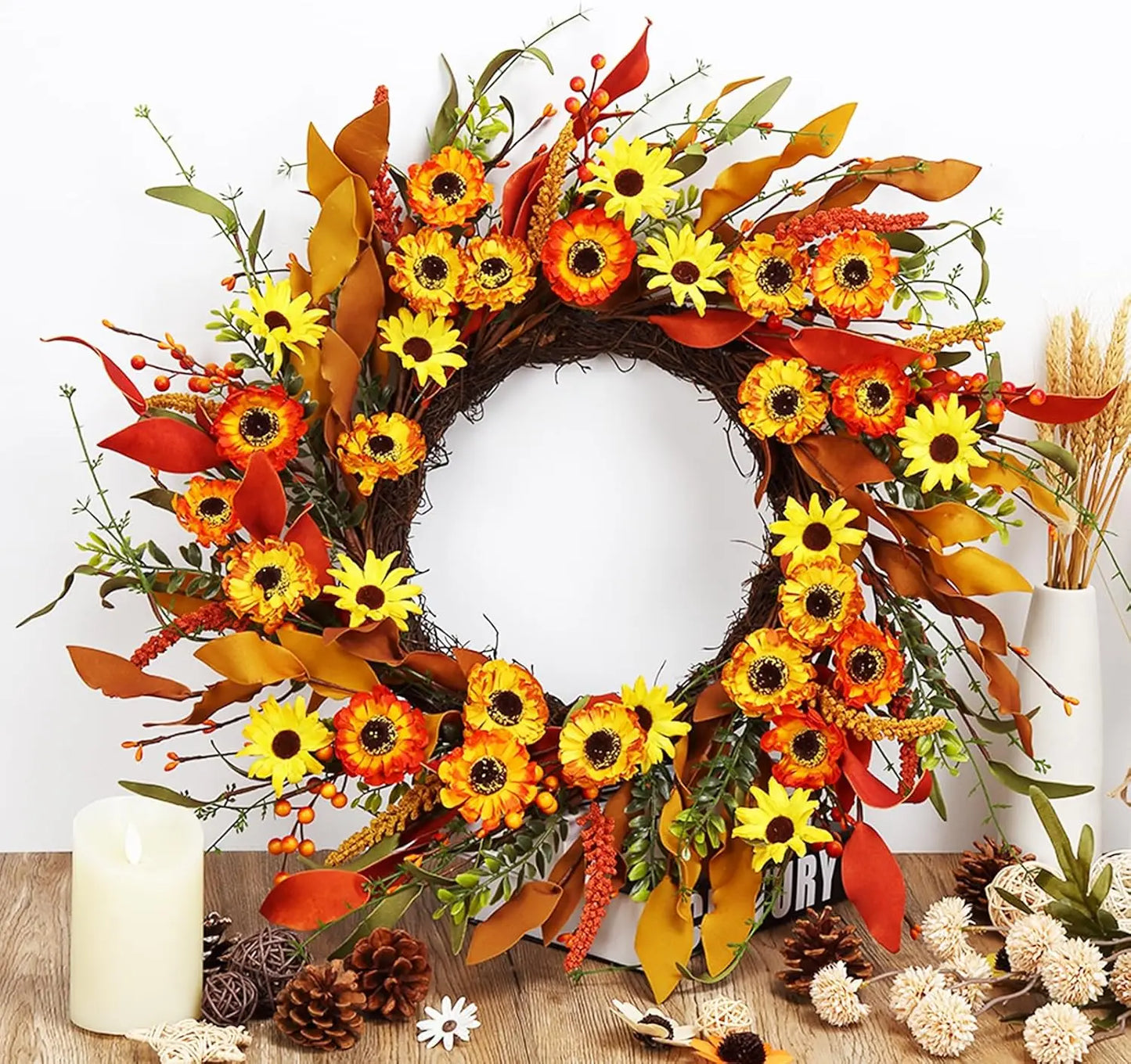 Autumn Daisy Harvest Wreath