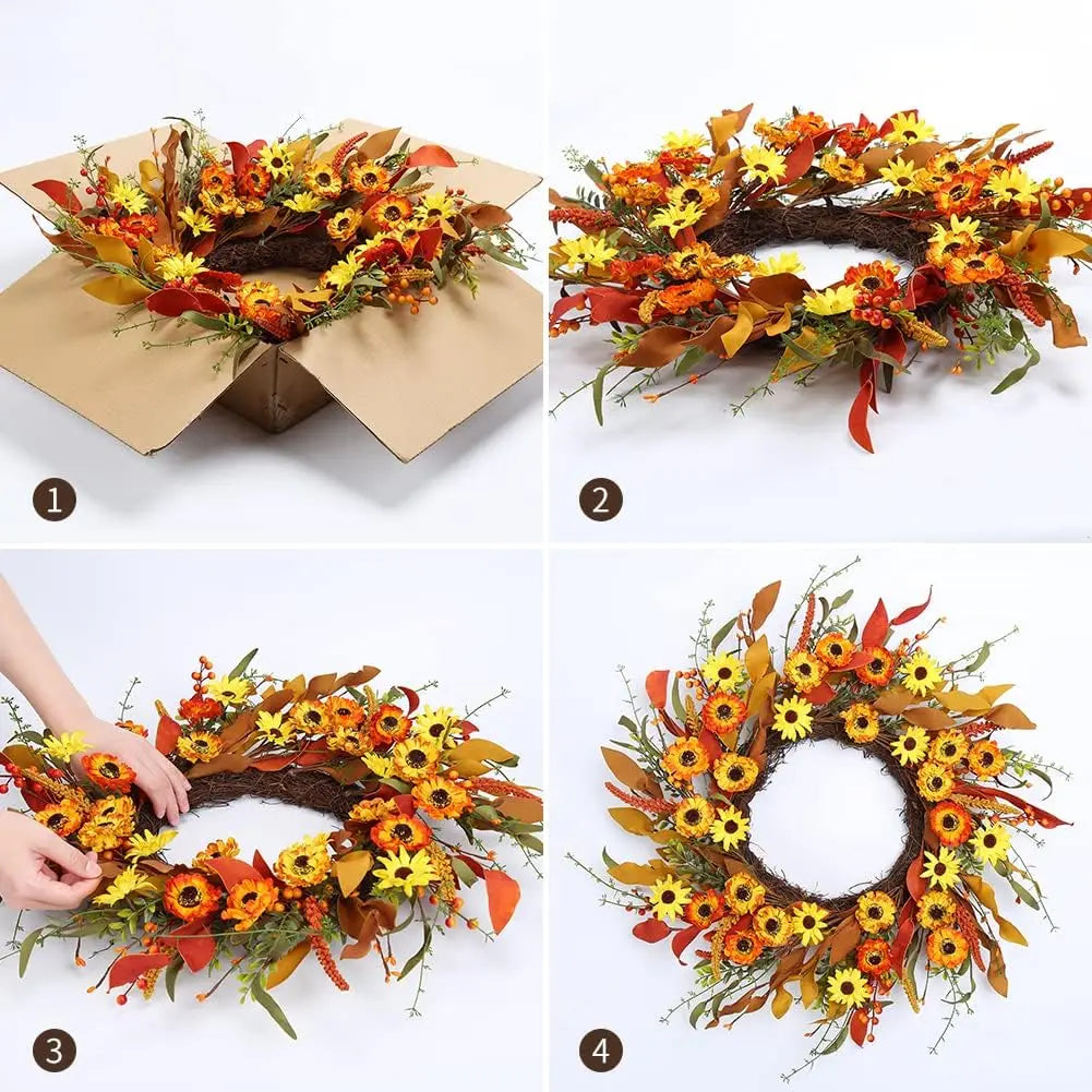 Autumn Daisy Harvest Wreath